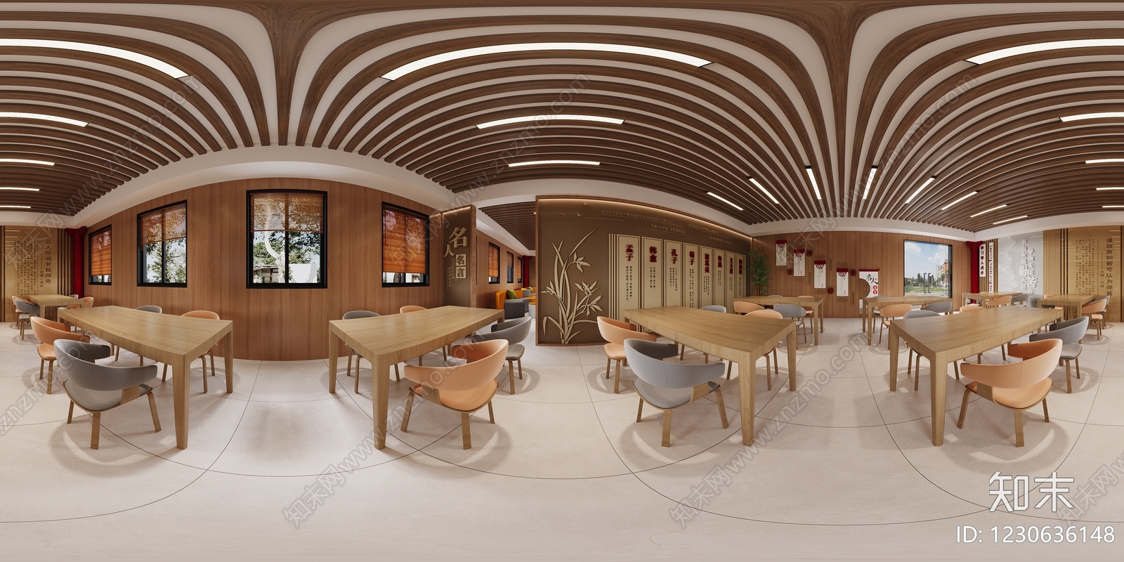 新中式阅览室3D模型下载【ID:1230636148】