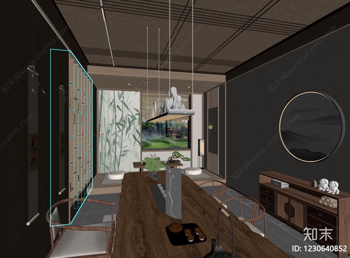 新中式茶室3D模型下载【ID:1230640852】