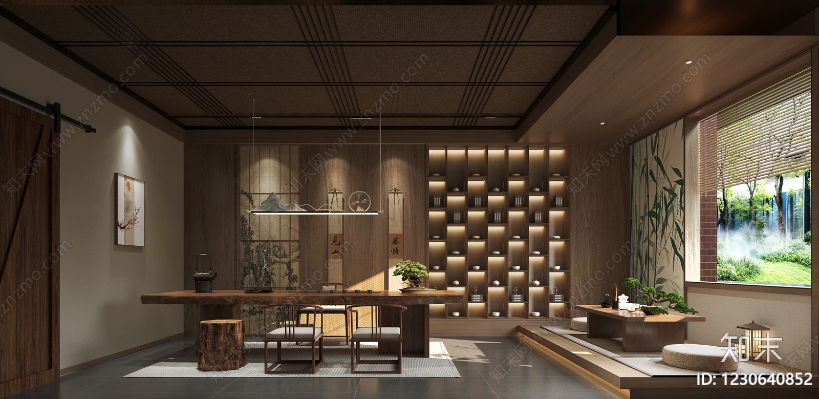 新中式茶室3D模型下载【ID:1230640852】