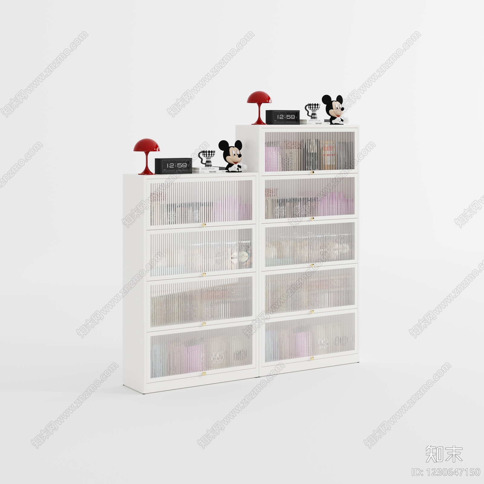 现代简约书柜3D模型下载【ID:1230647150】