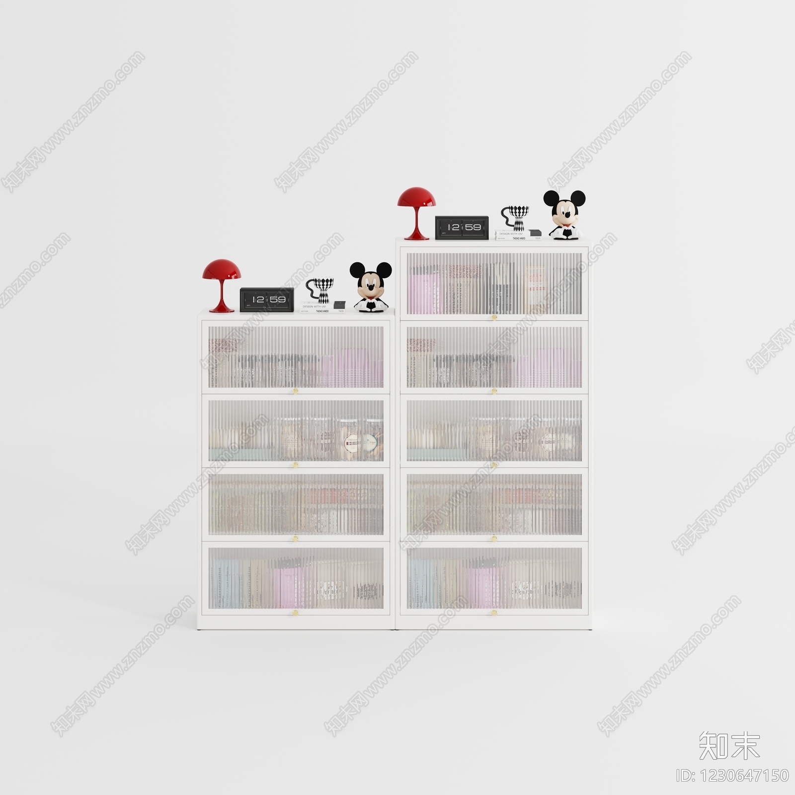 现代简约书柜3D模型下载【ID:1230647150】