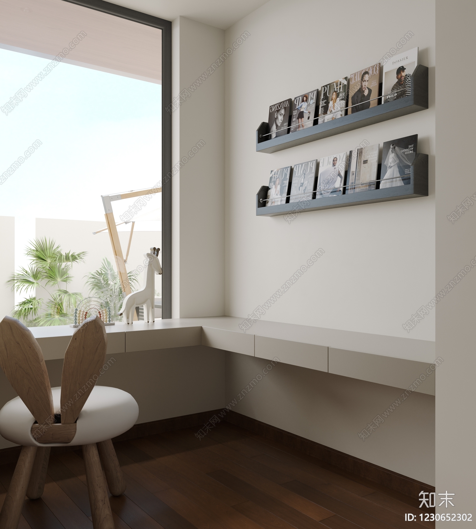 奶油风通用儿童房3D模型下载【ID:1230652302】