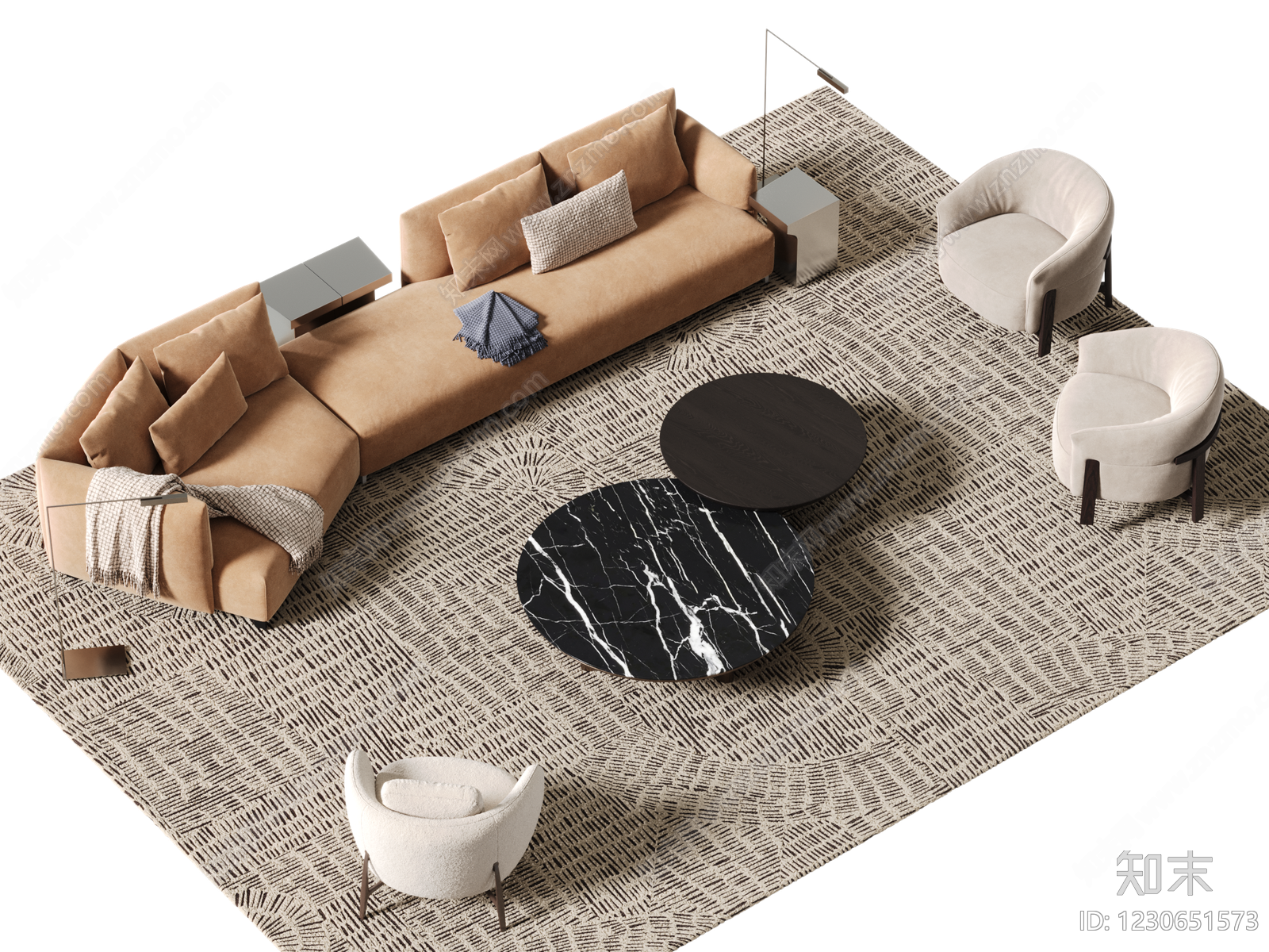意式极简沙发组合3D模型下载【ID:1230651573】