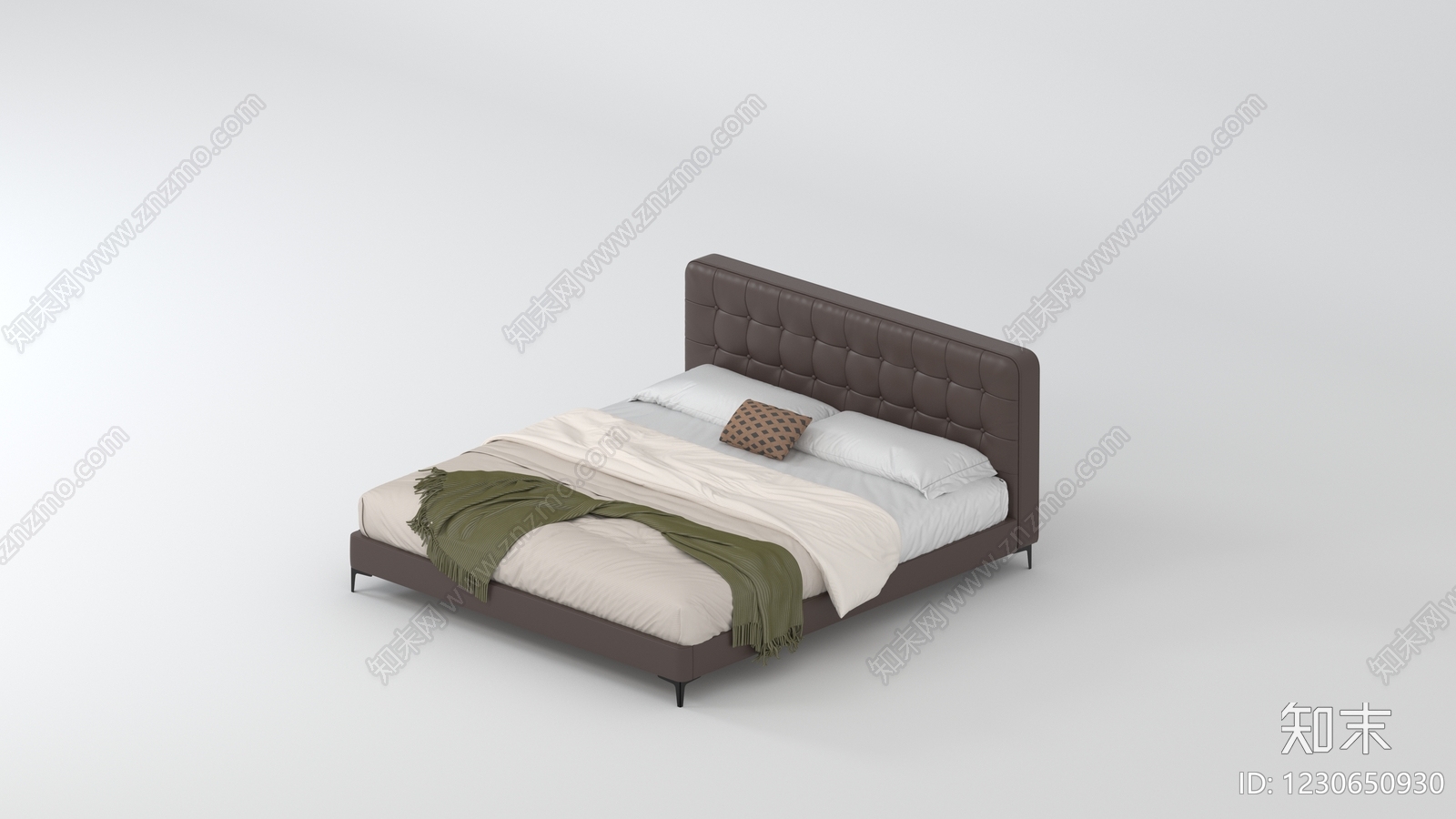 意式极简双人床3D模型下载【ID:1230650930】