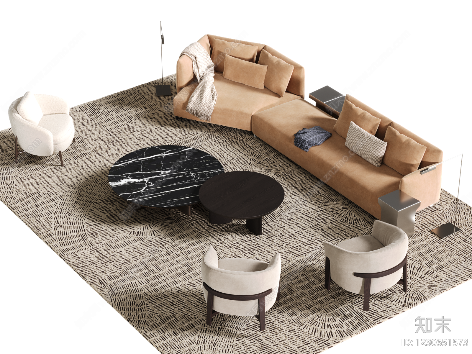 意式极简沙发组合3D模型下载【ID:1230651573】