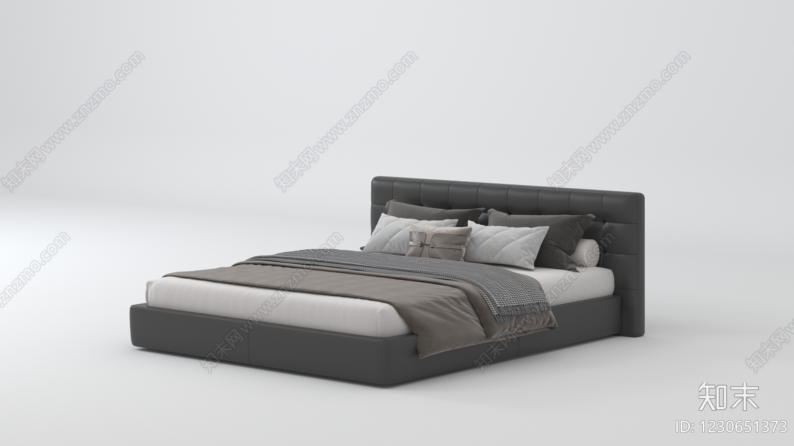 意式极简双人床3D模型下载【ID:1230651373】