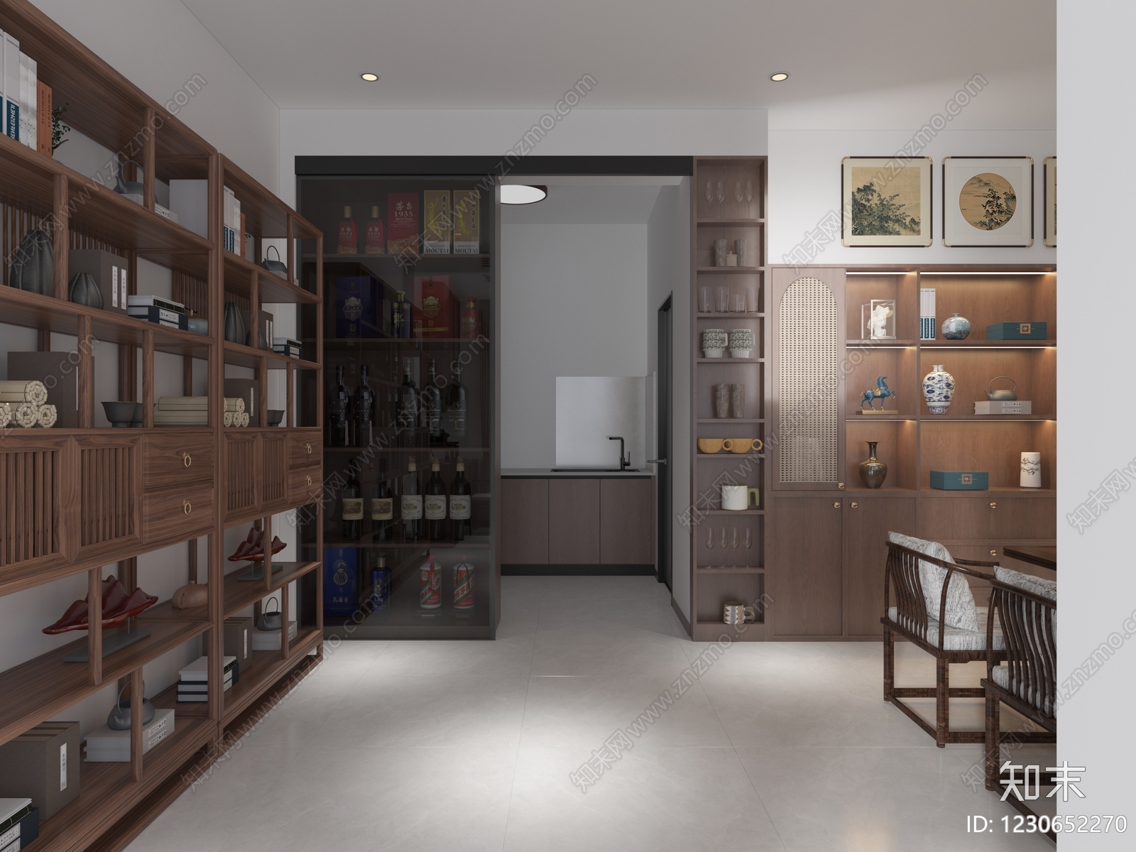 新中式茶室3D模型下载【ID:1230652270】