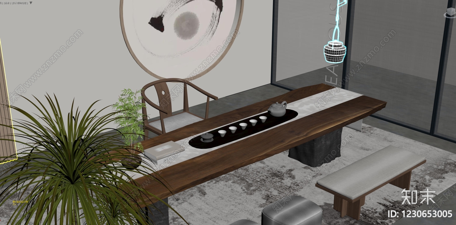 新中式茶室3D模型下载【ID:1230653005】