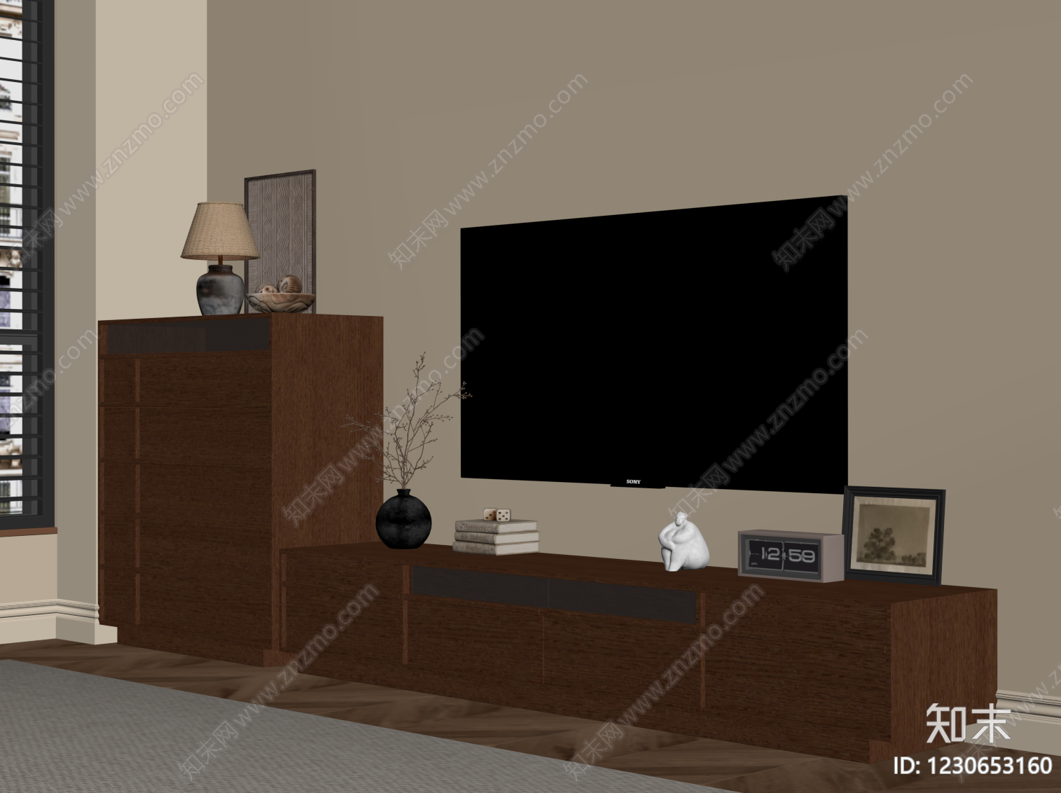 中古风电视柜SU模型下载【ID:1230653160】