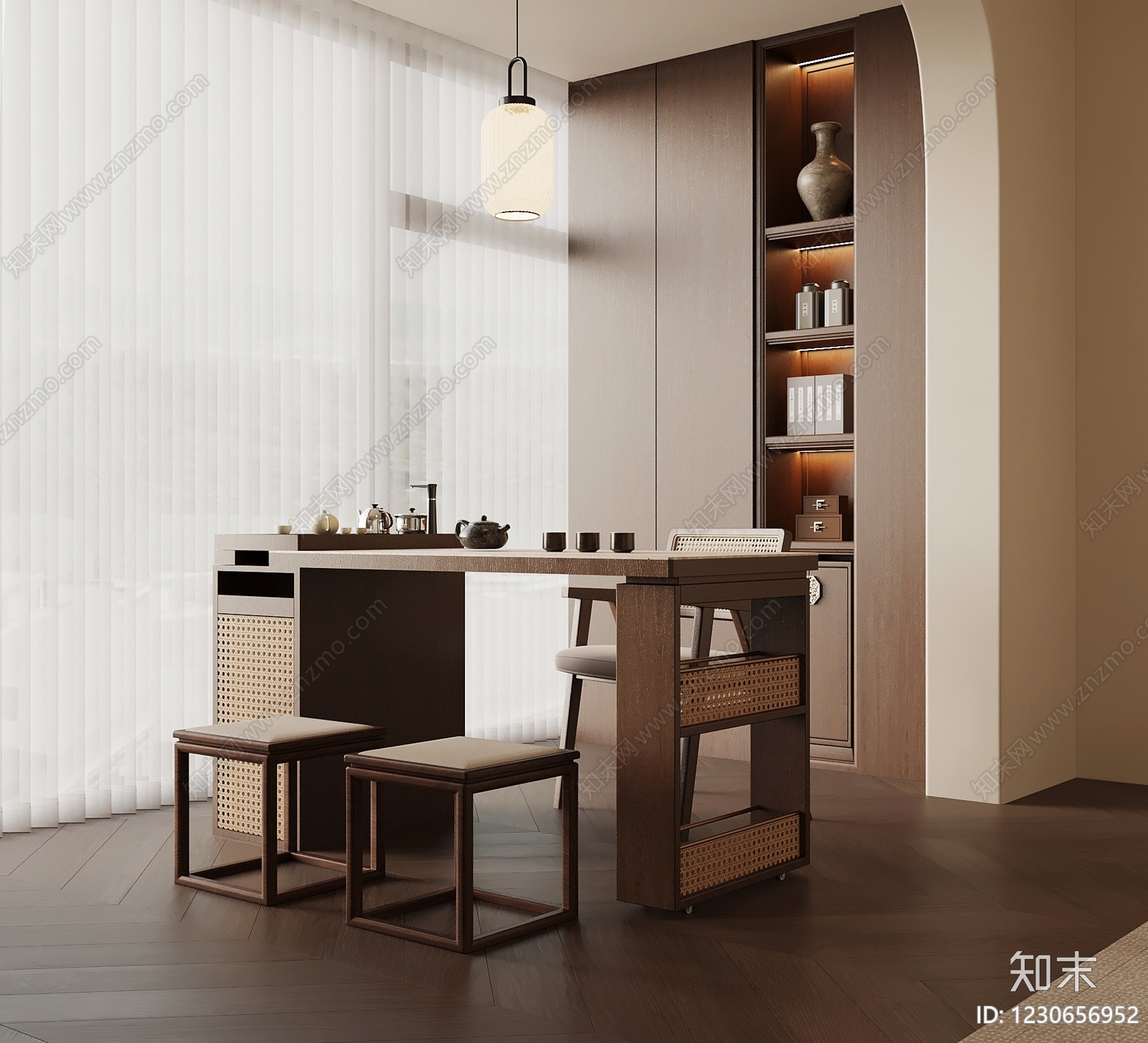 新中式茶桌椅3D模型下载【ID:1230656952】