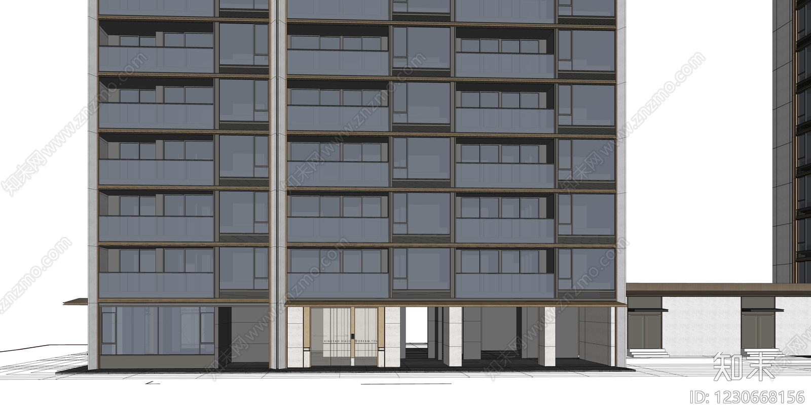 现代主义小区建筑SU模型下载【ID:1230668156】