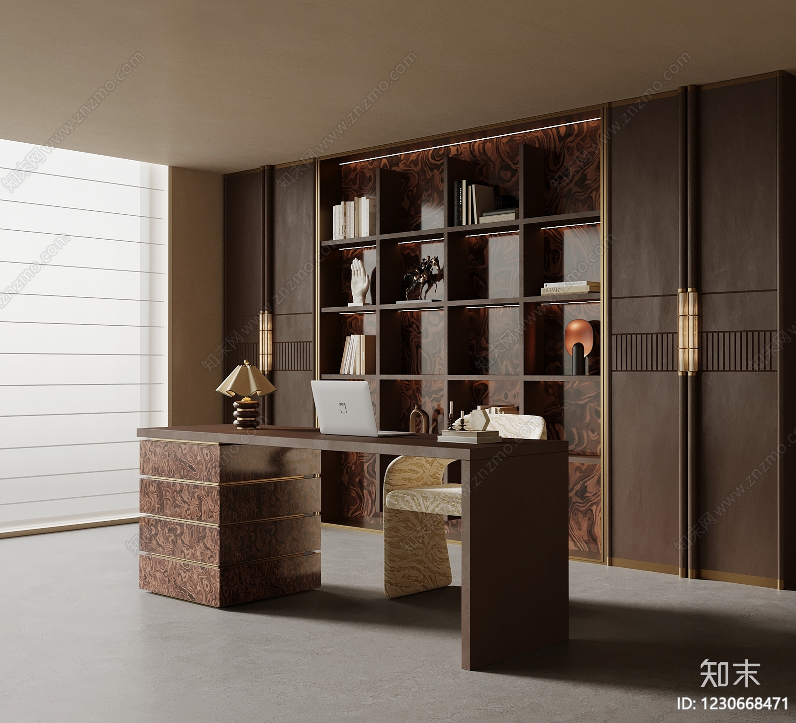 中古风书房SU模型下载【ID:1230668471】