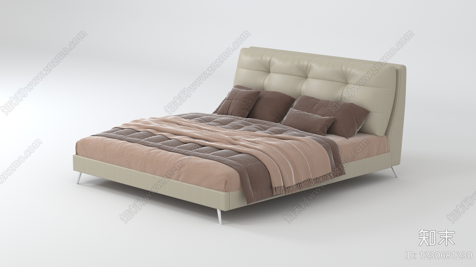 意式极简双人床3D模型下载【ID:1230681230】