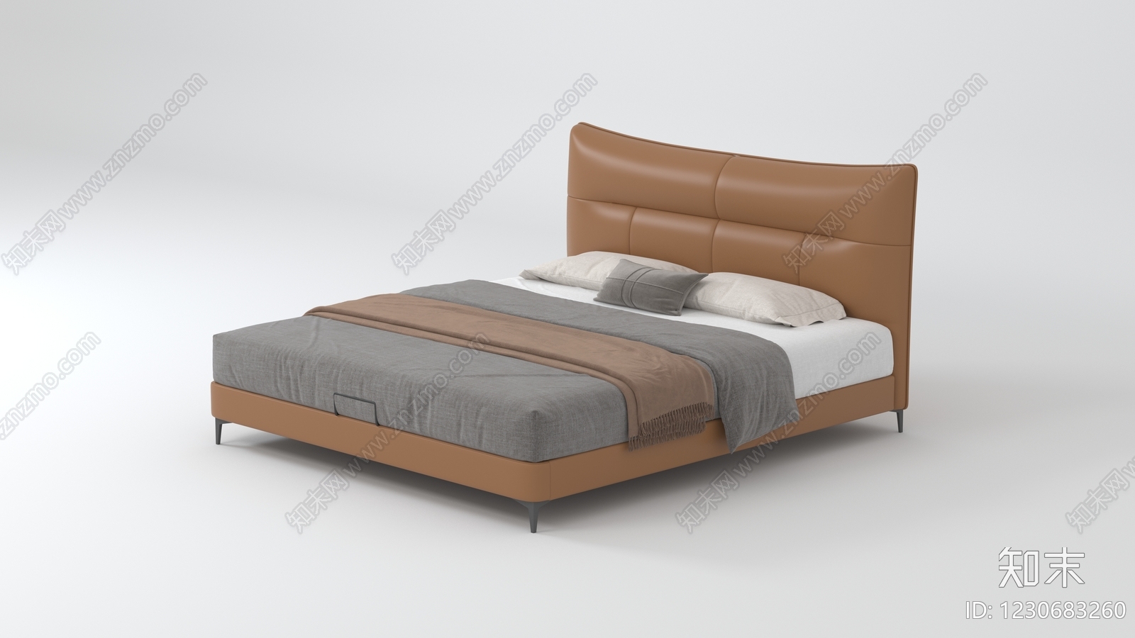 意式极简双人床3D模型下载【ID:1230683260】