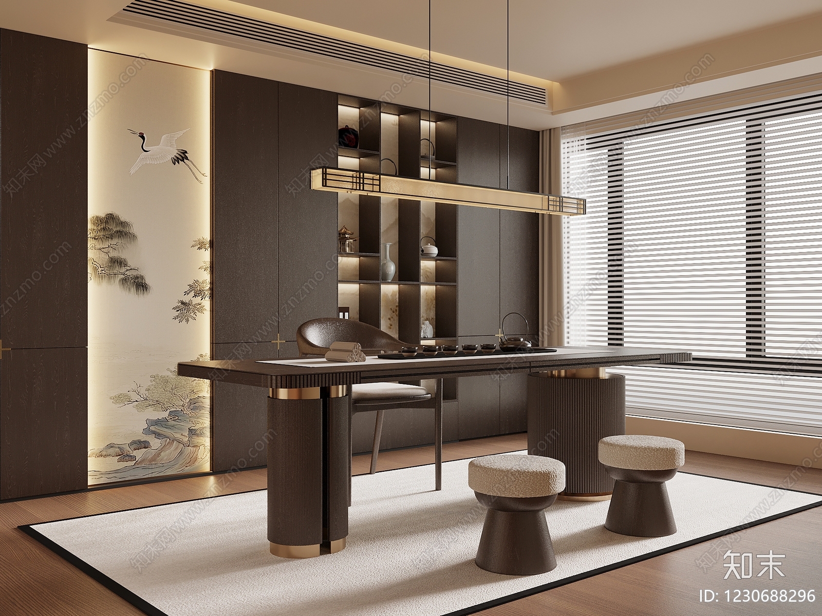 新中式茶室3D模型下载【ID:1230688296】