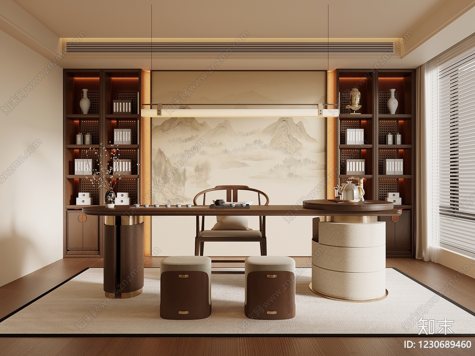 新中式茶室3D模型下载【ID:1230689460】