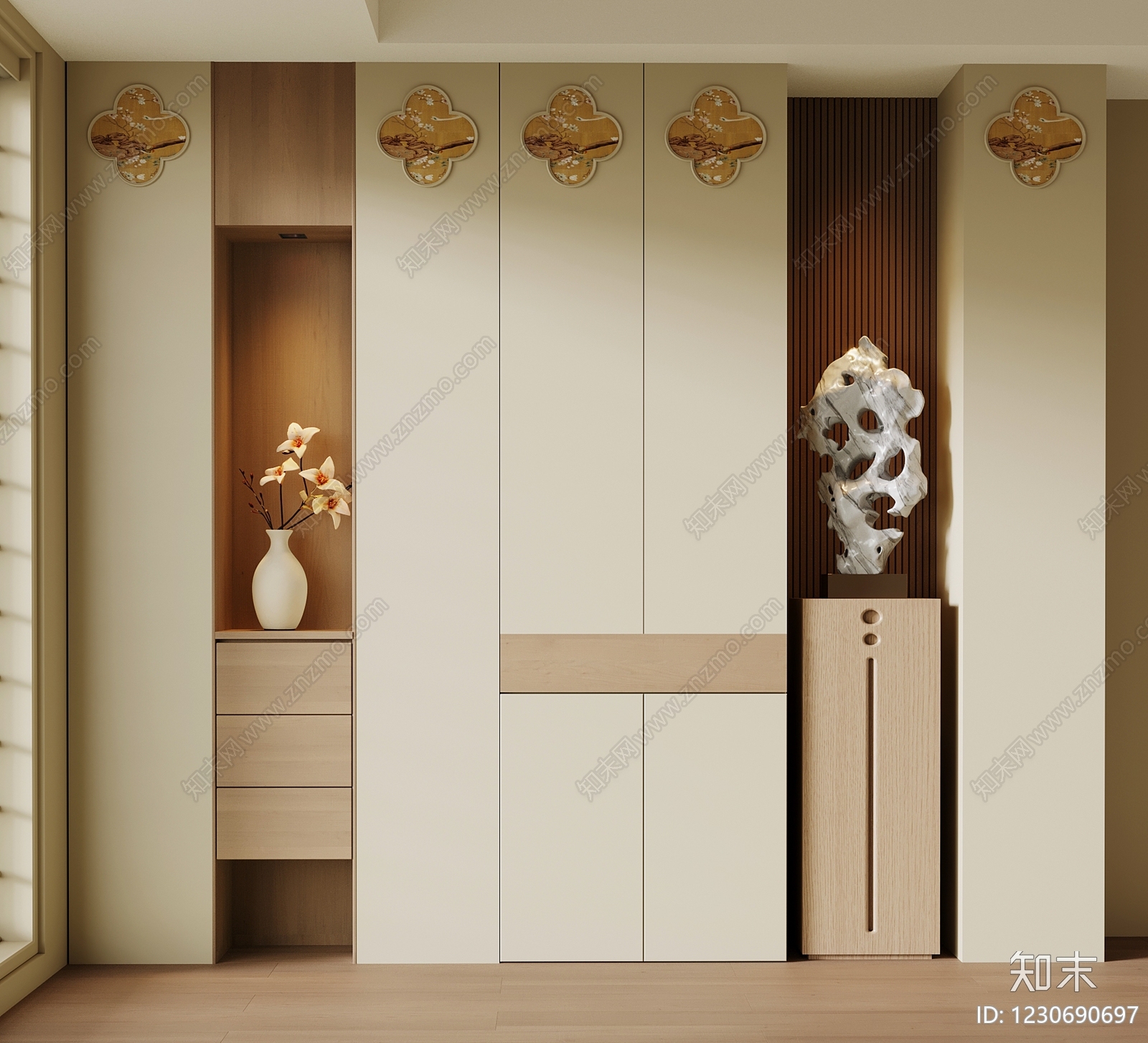 新中式玄关3D模型下载【ID:1230690697】