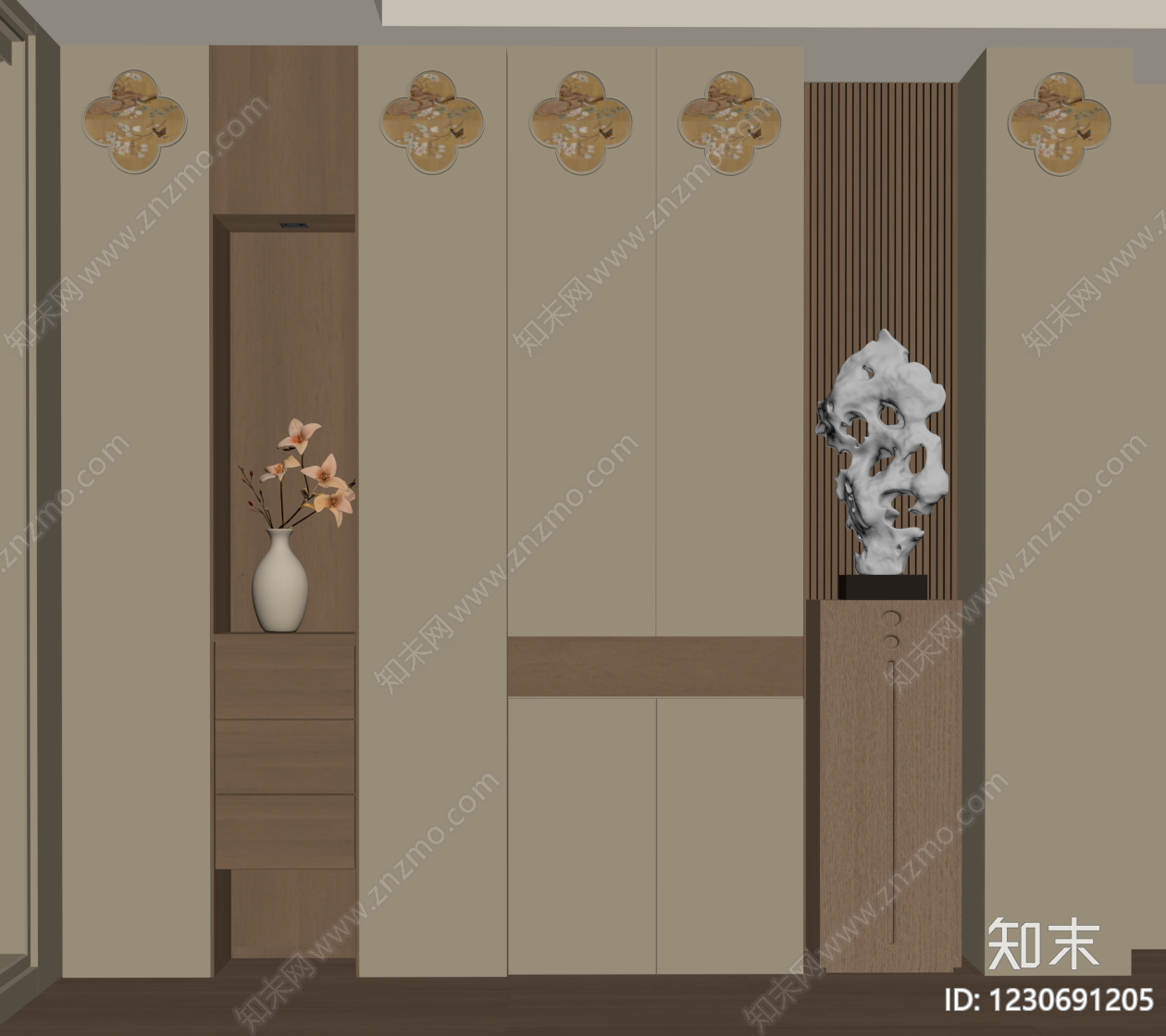 新中式玄关SU模型下载【ID:1230691205】