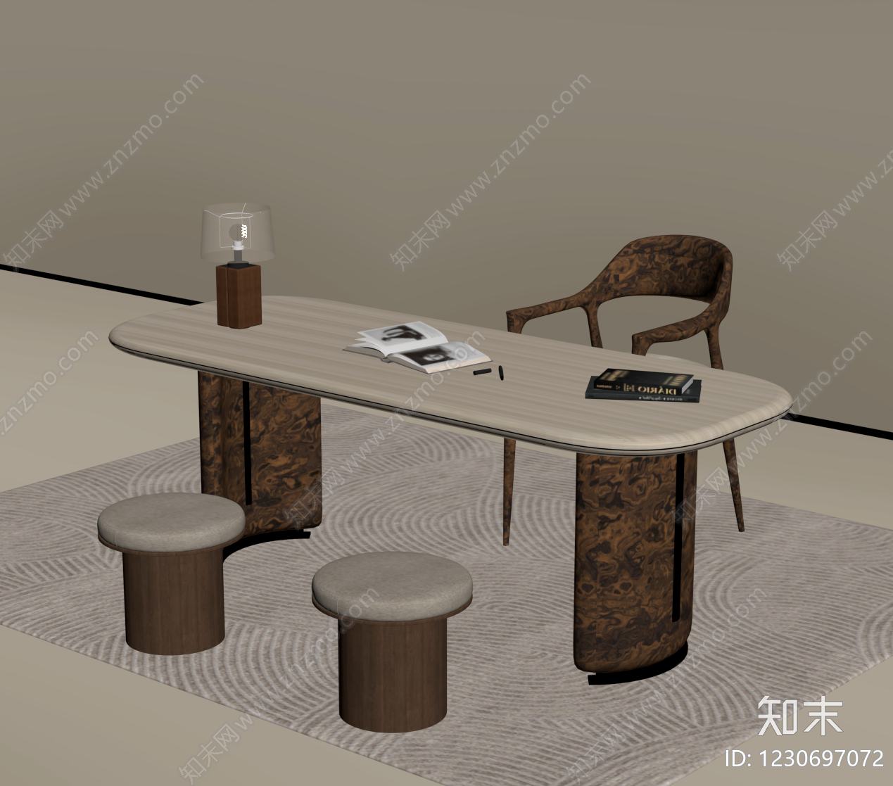 中古风书桌椅SU模型下载【ID:1230697072】
