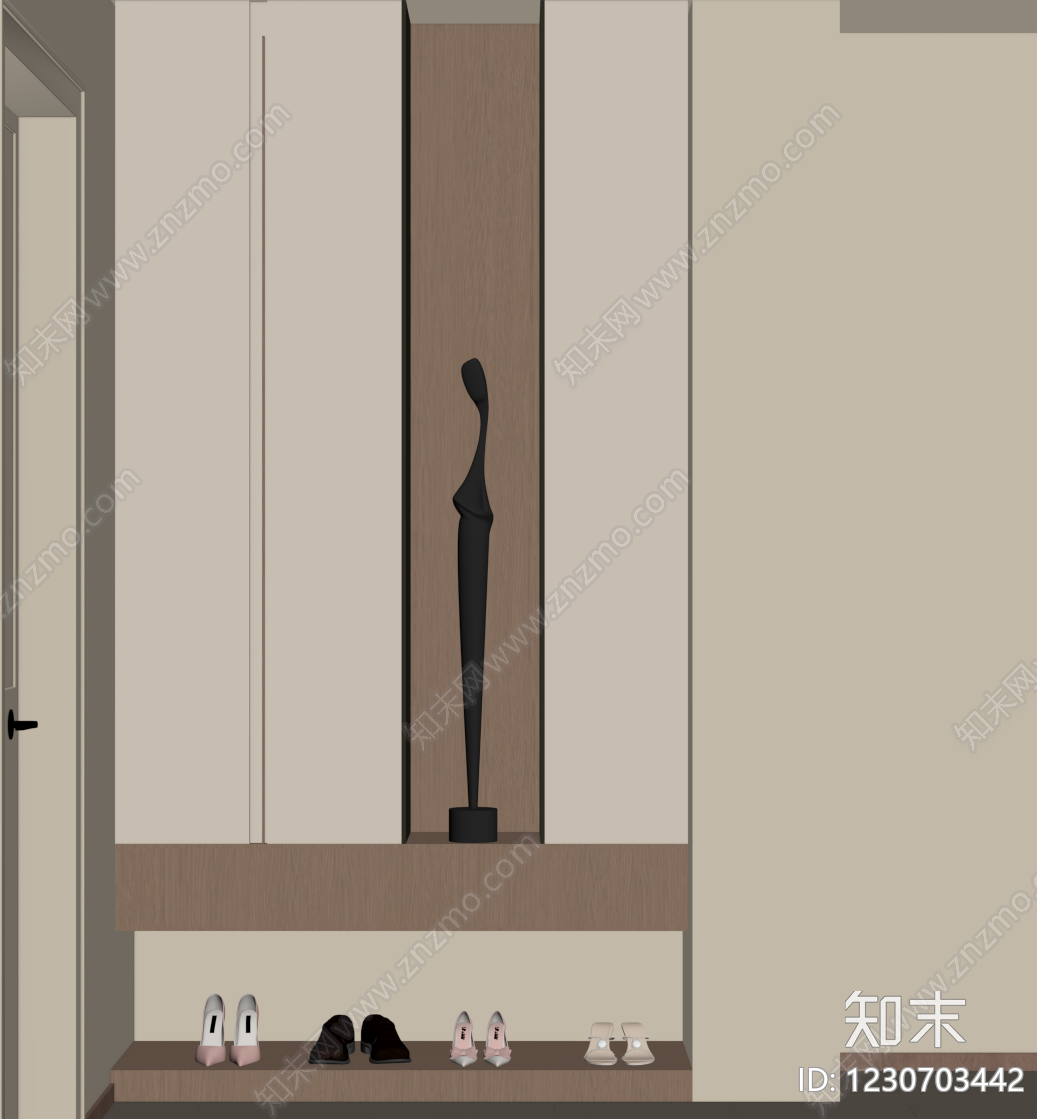 奶油风玄关SU模型下载【ID:1230703442】