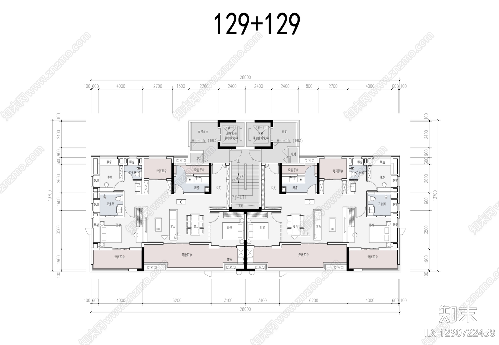 住宅楼建筑cad施工图下载【ID:1230722458】