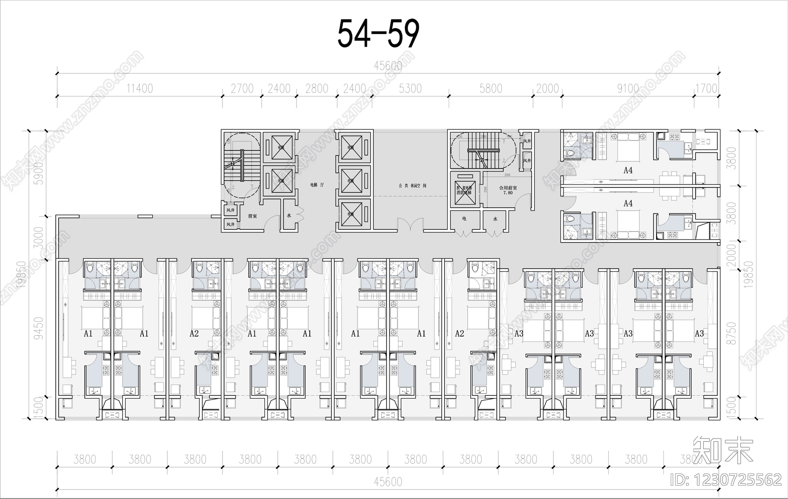 公寓建筑cad施工图下载【ID:1230725562】