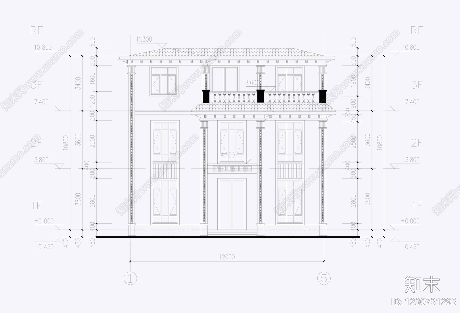 别墅建筑cad施工图下载【ID:1230731295】