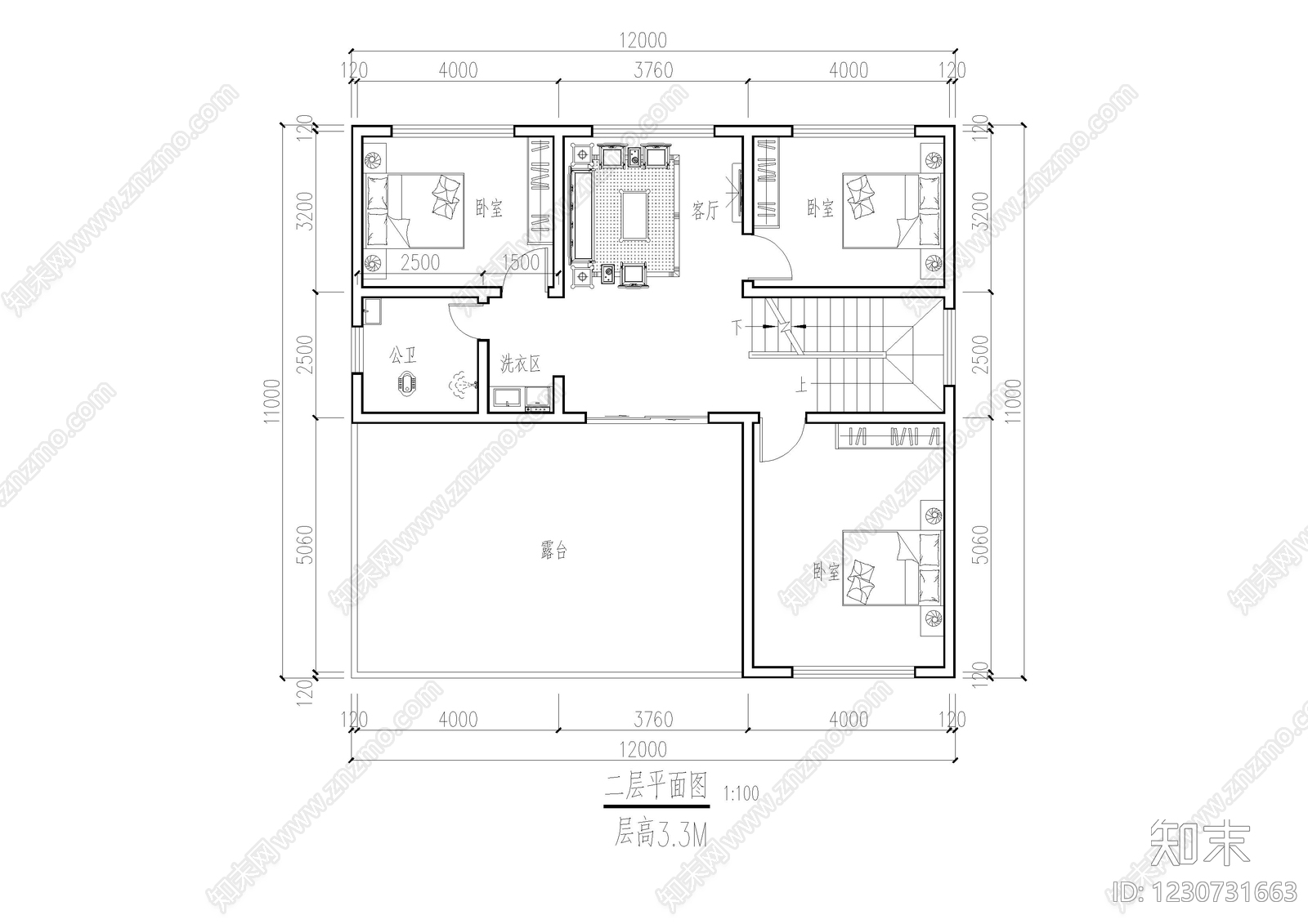 别墅建筑cad施工图下载【ID:1230731663】
