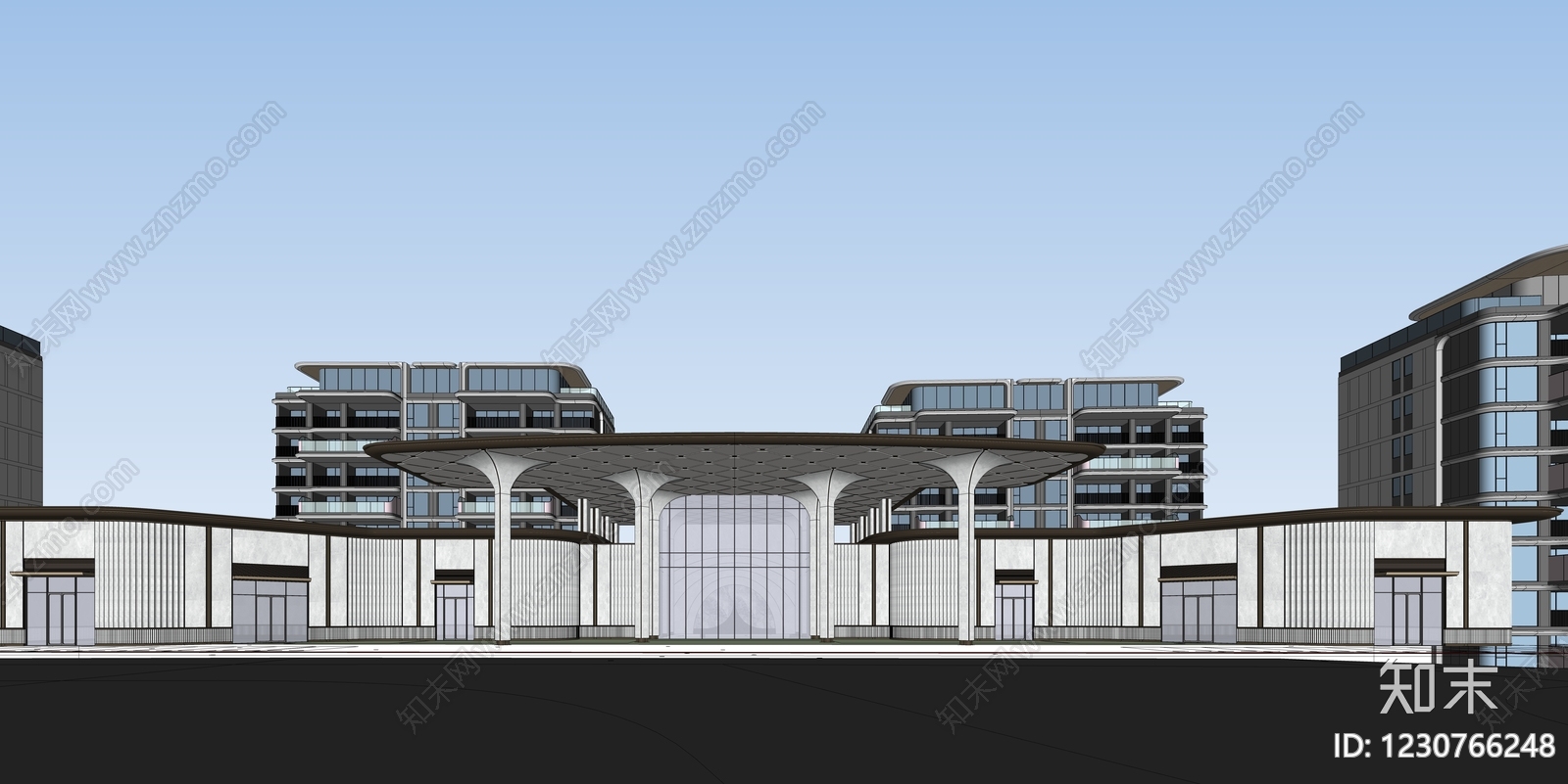现代主义小区建筑SU模型下载【ID:1230766248】