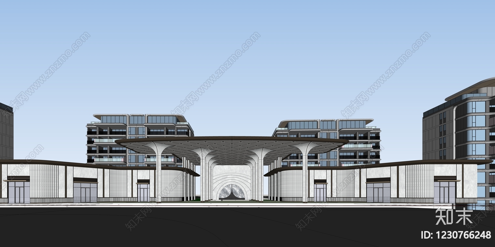 现代主义小区建筑SU模型下载【ID:1230766248】