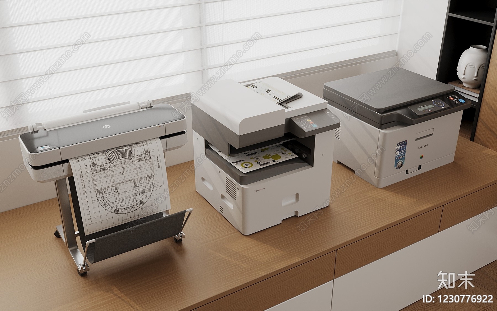 现代简约打印机3D模型渲染效果图