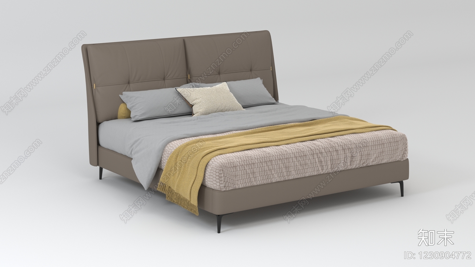 意式极简双人床3D模型下载【ID:1230904772】
