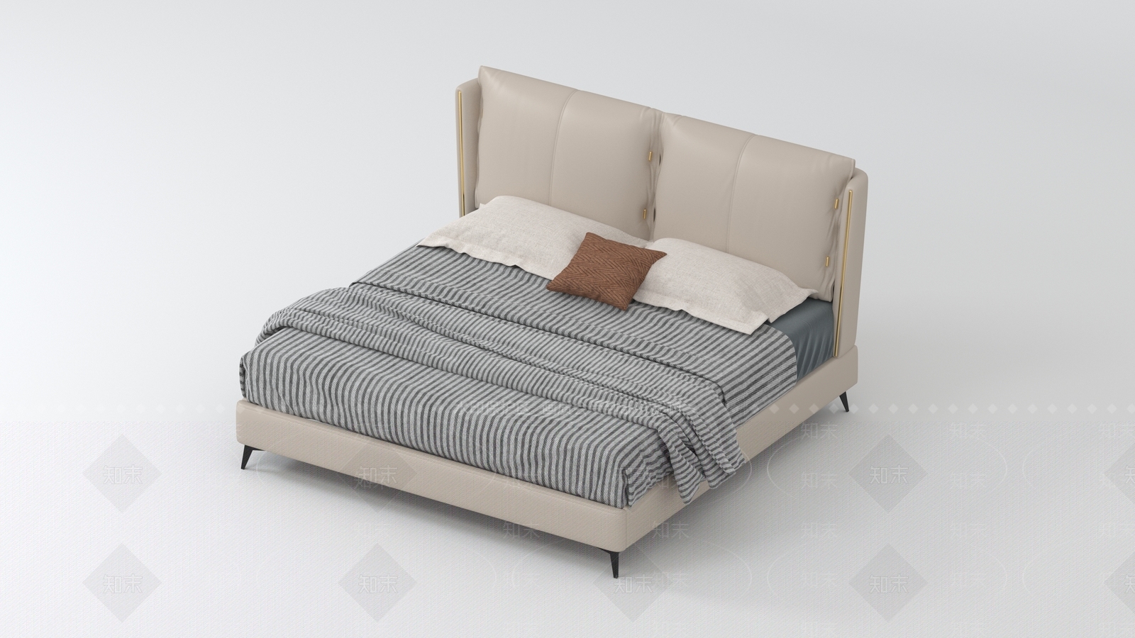 轻奢双人床3D模型下载【ID:1230904805】