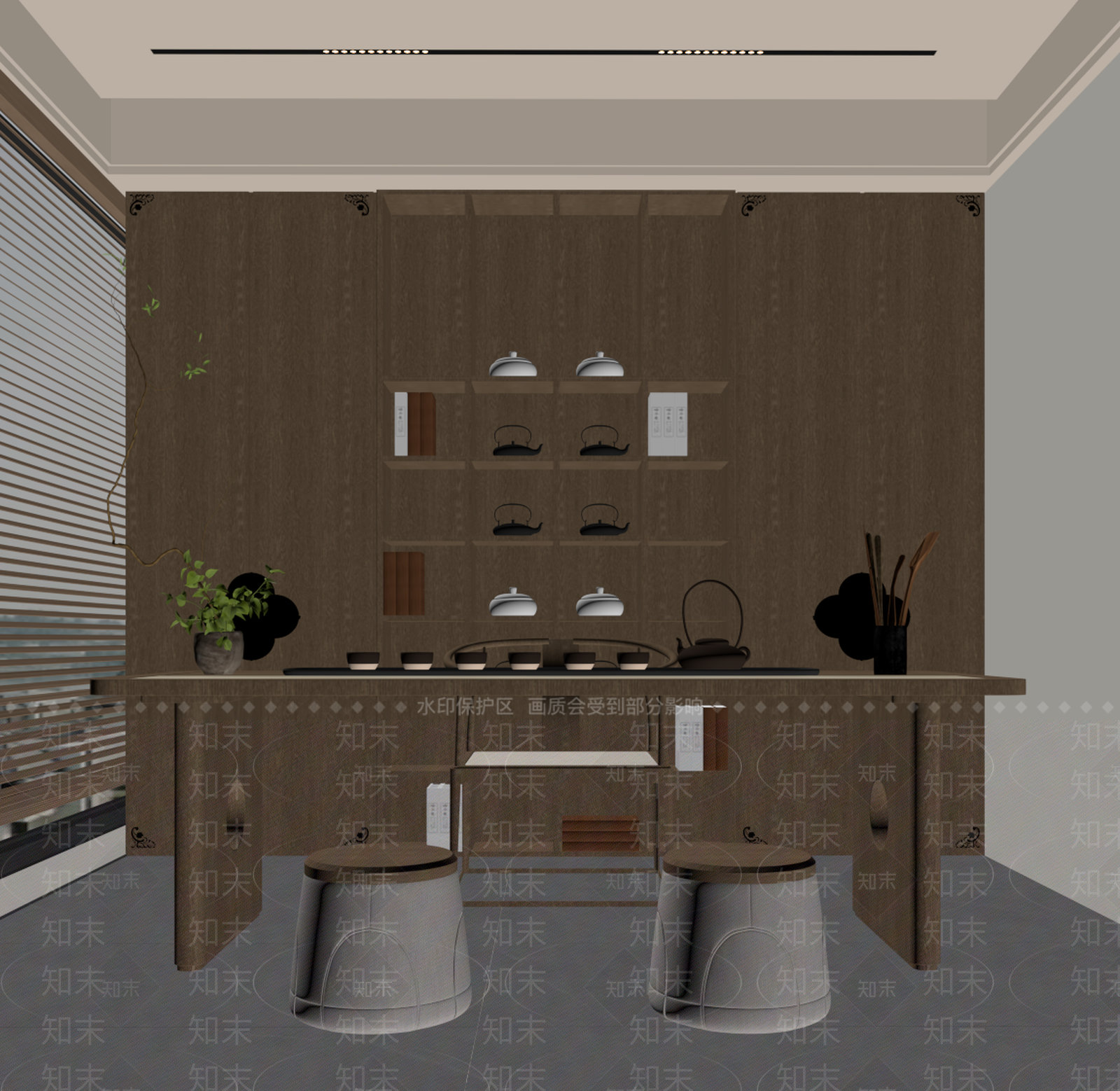 新中式茶室SU模型下载【ID:1230905079】