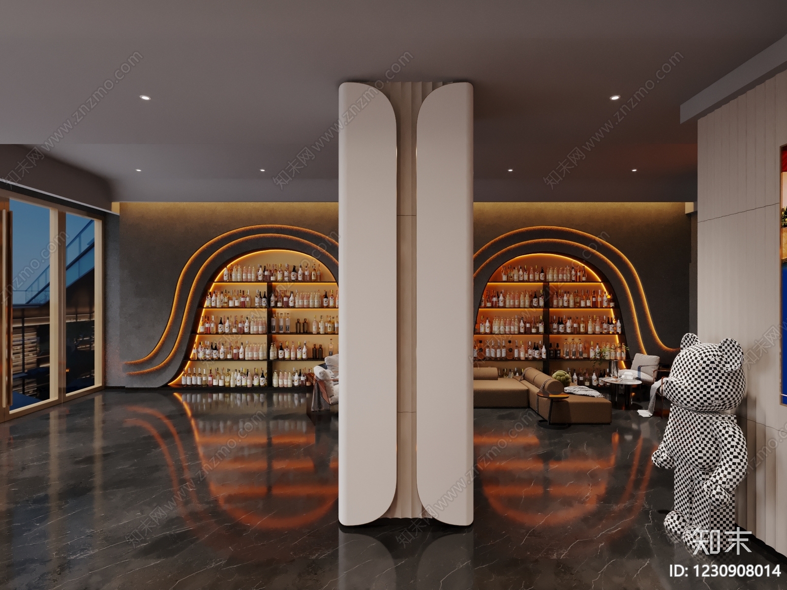 轻奢酒店大堂3D模型下载【ID:1230908014】