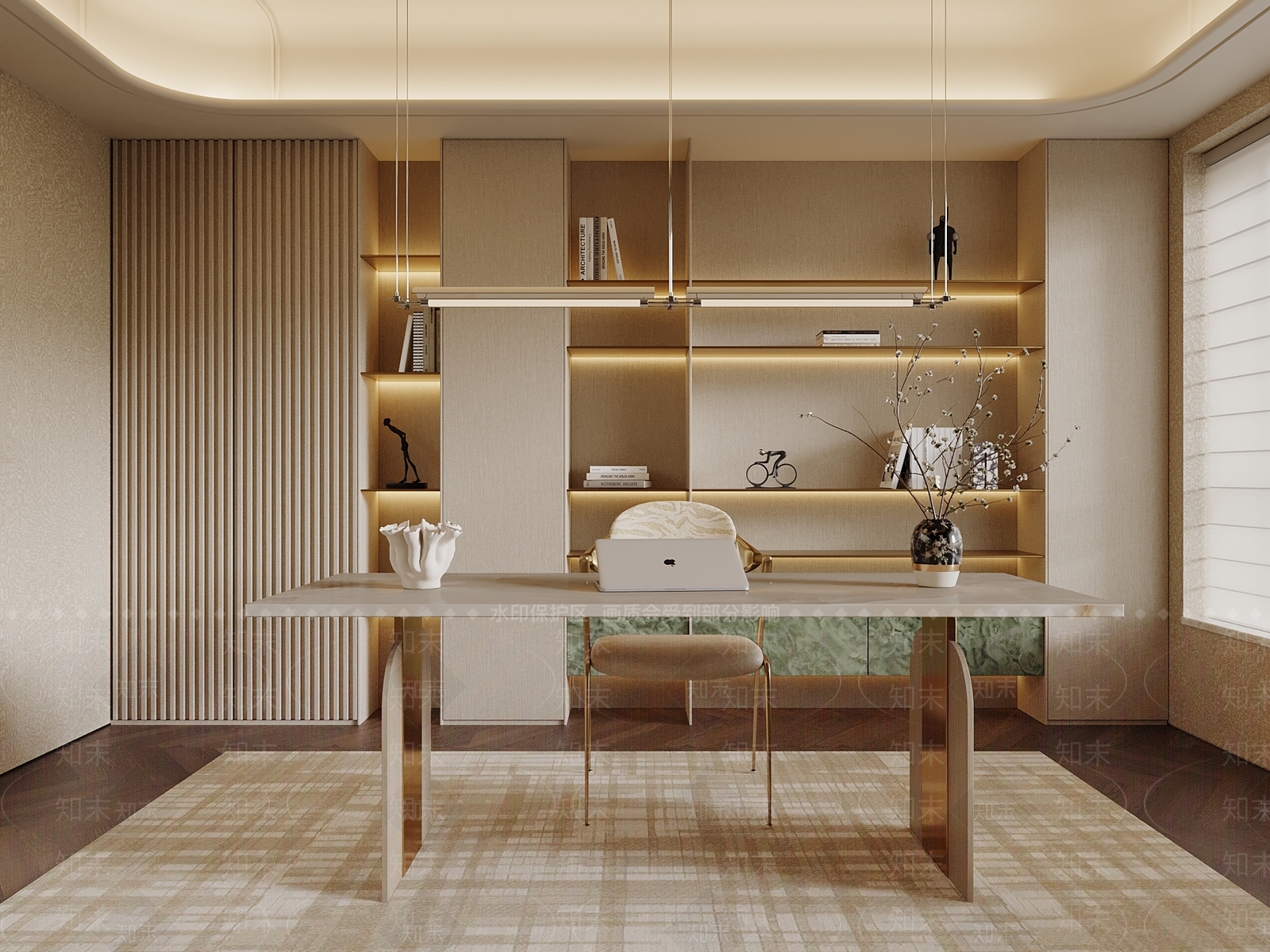 轻奢书房3D模型下载【ID:1230908359】