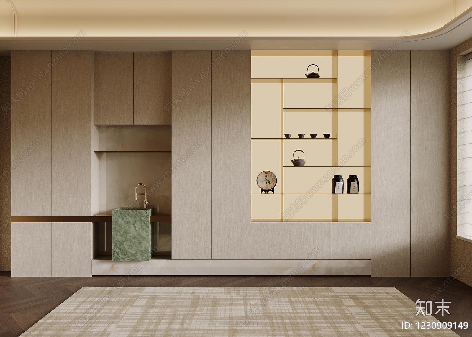 新中式茶柜3D模型下载【ID:1230909149】