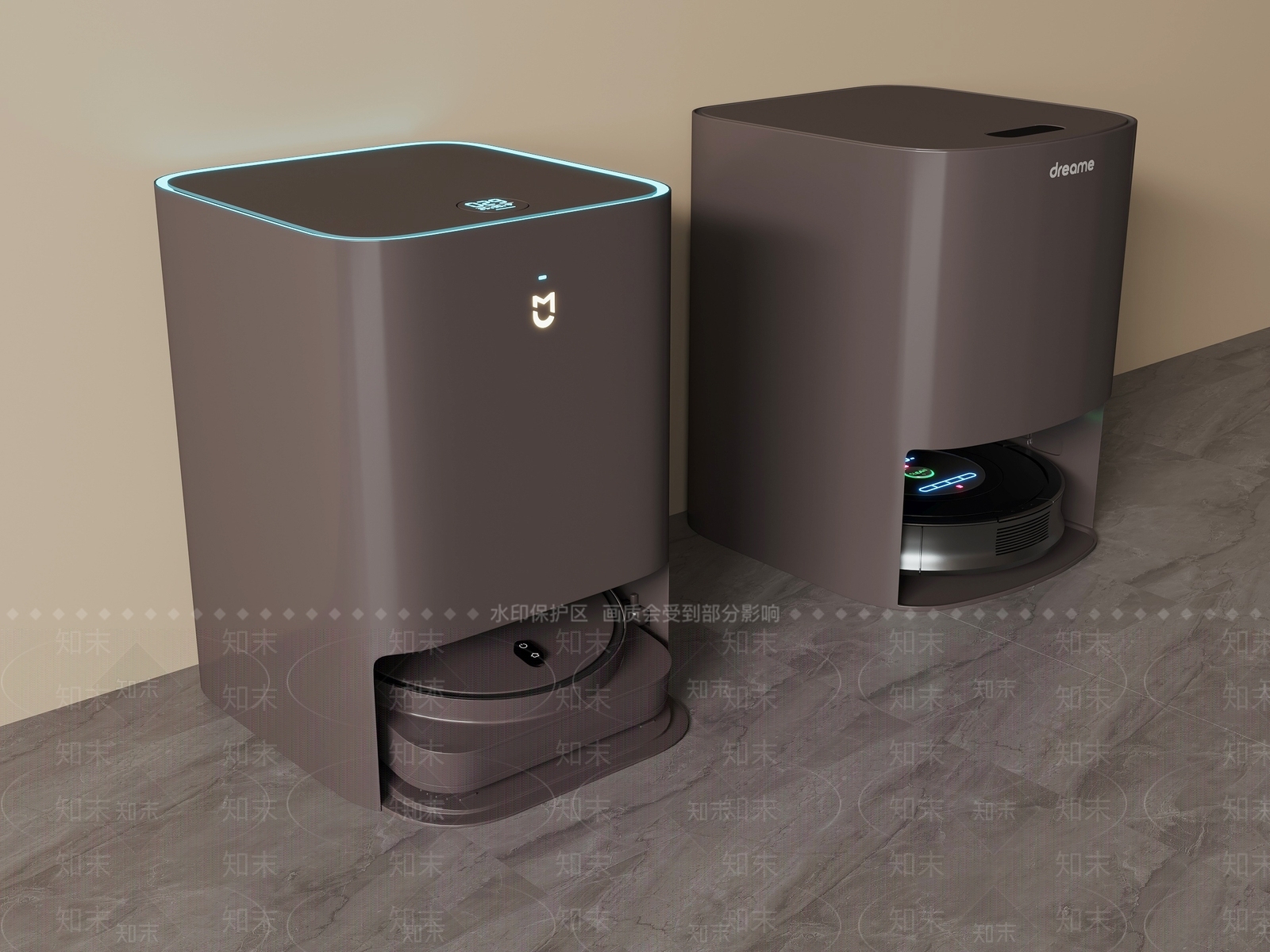 现代简约扫地机器人3D模型渲染效果图