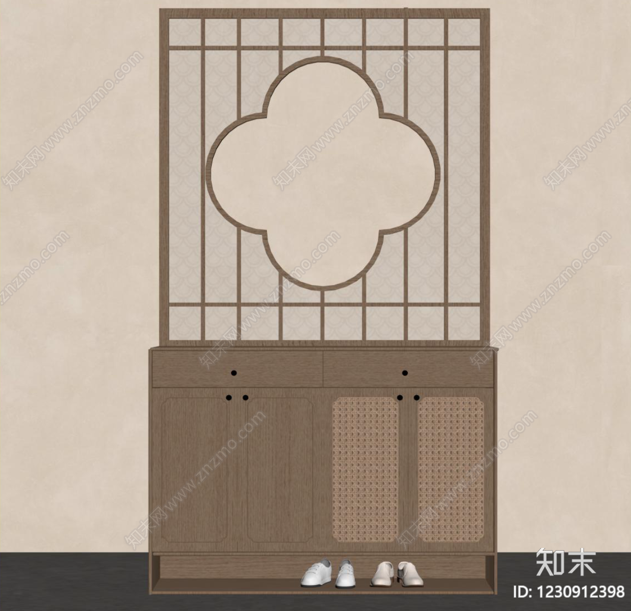 新中式鞋柜SU模型下载【ID:1230912398】