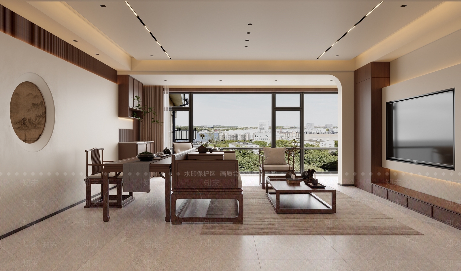 新中式宋式客餐厅3D模型下载【ID:1230920794】