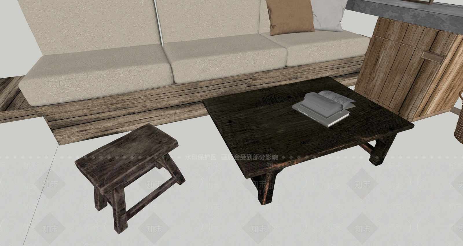 侘寂挂画组合SU模型下载【ID:1230938318】
