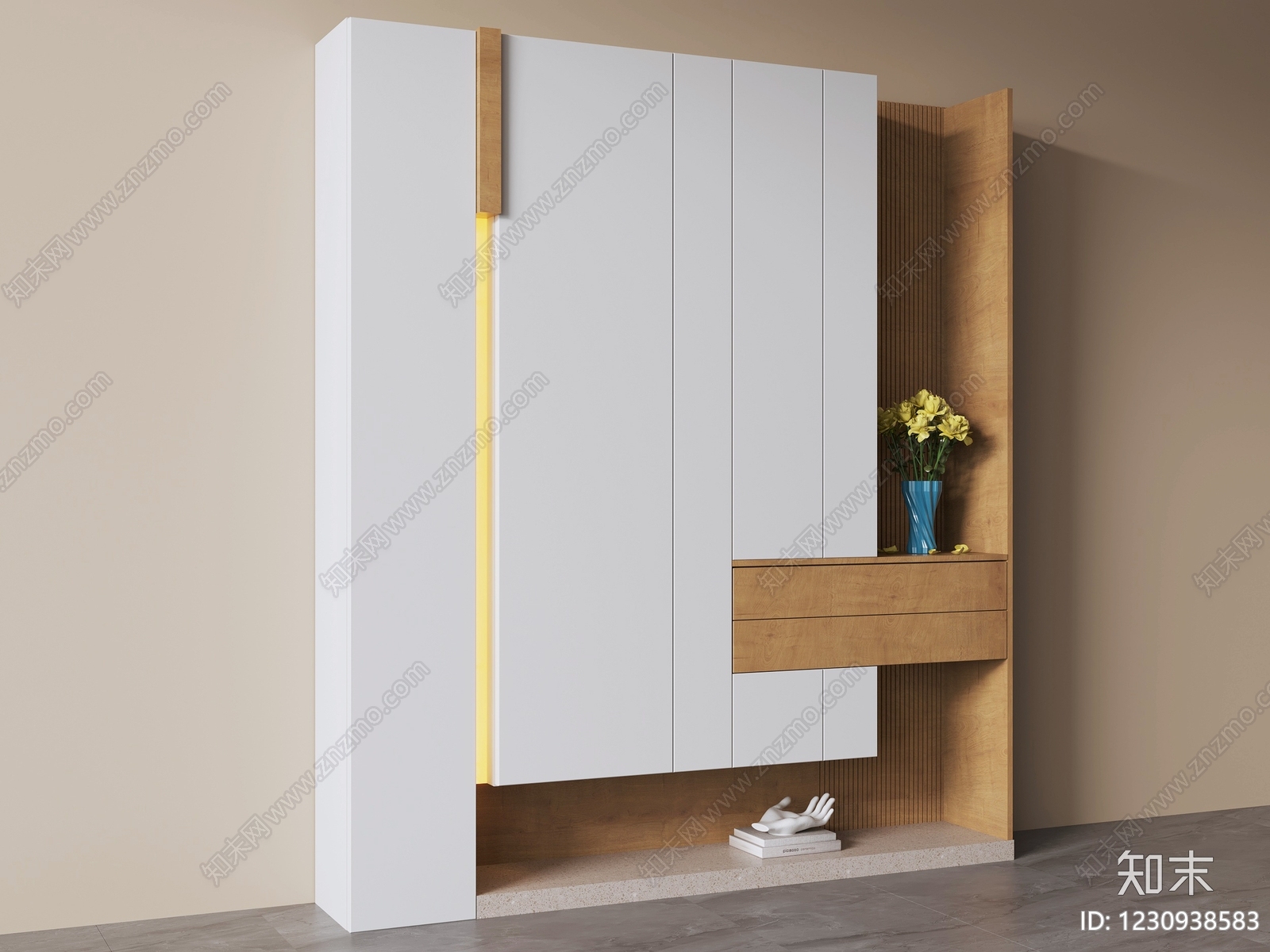 原木风玄关柜SU模型下载【ID:1230938583】