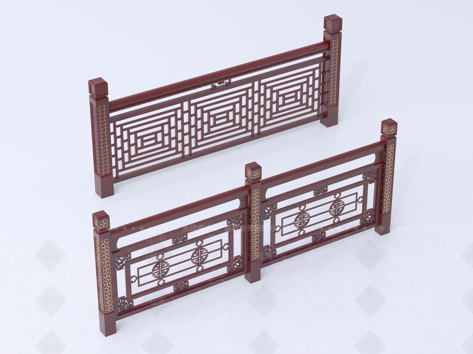 新中式栏杆3D模型下载【ID:1230938863】