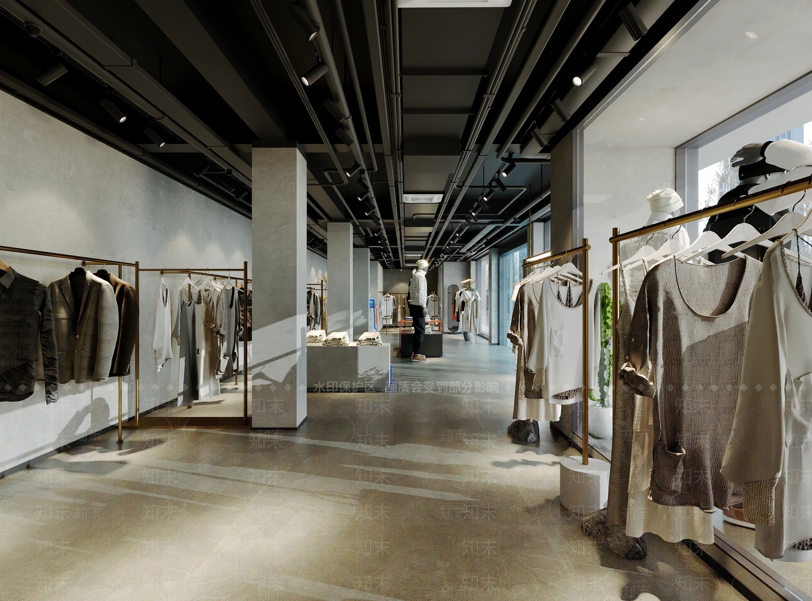 工业风服装店3D模型下载【ID:1230943464】
