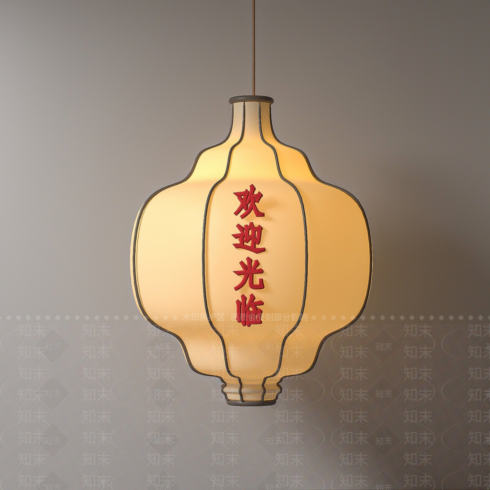 新中式灯笼3D模型渲染效果图