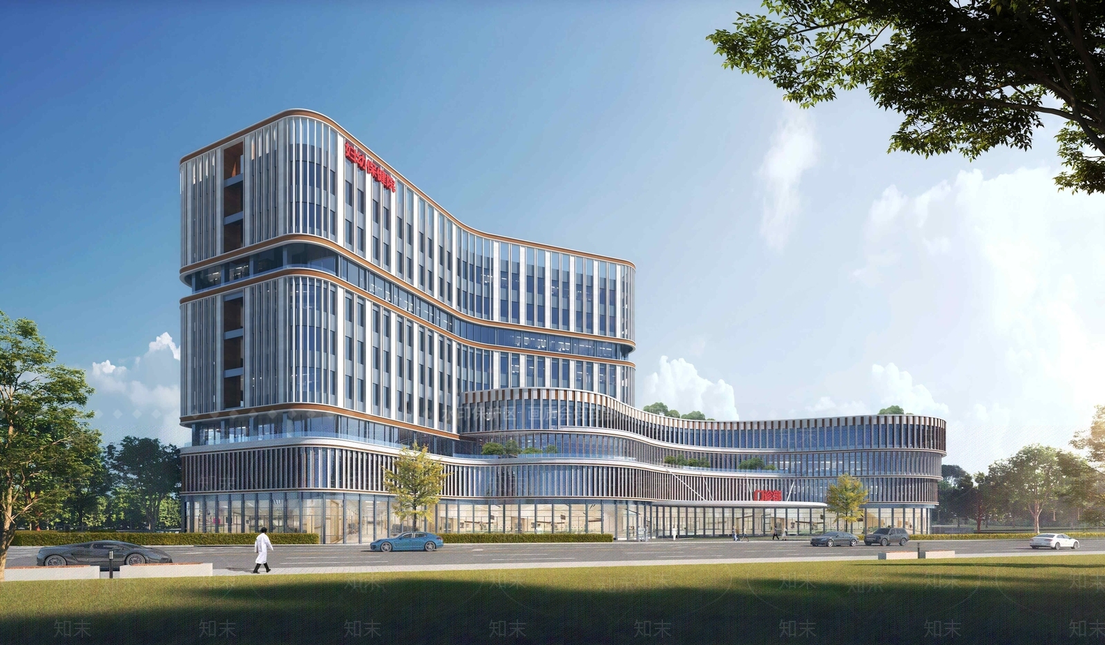 现代主义医院建筑SU模型下载【ID:1230946921】