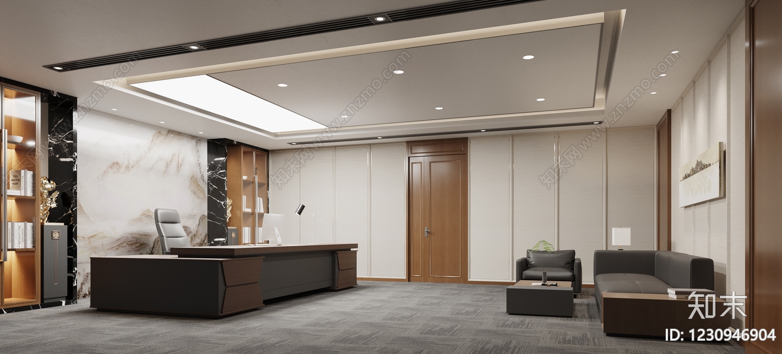 新中式经理办公室3D模型下载【ID:1230946904】