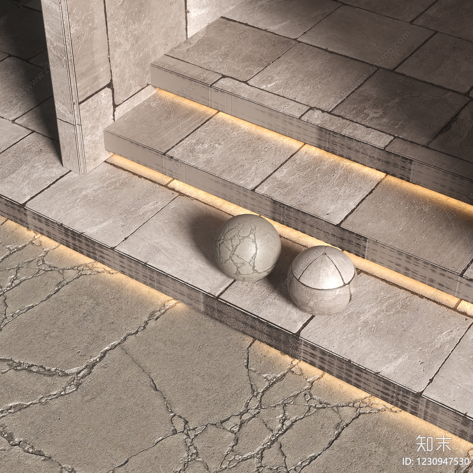 侘寂材料展厅3D模型渲染效果图