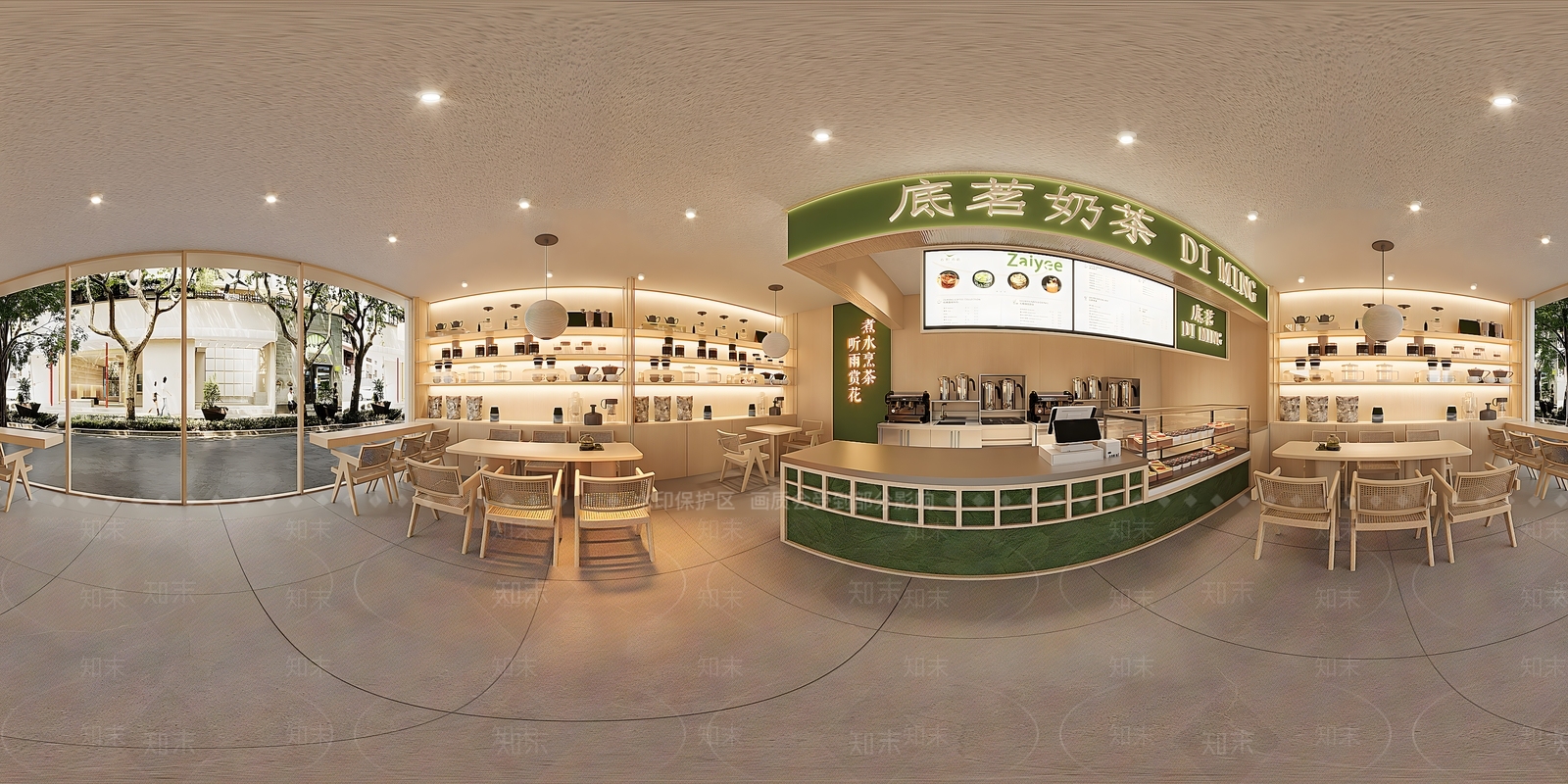 原木风奶茶店3D模型下载【ID:1230951352】
