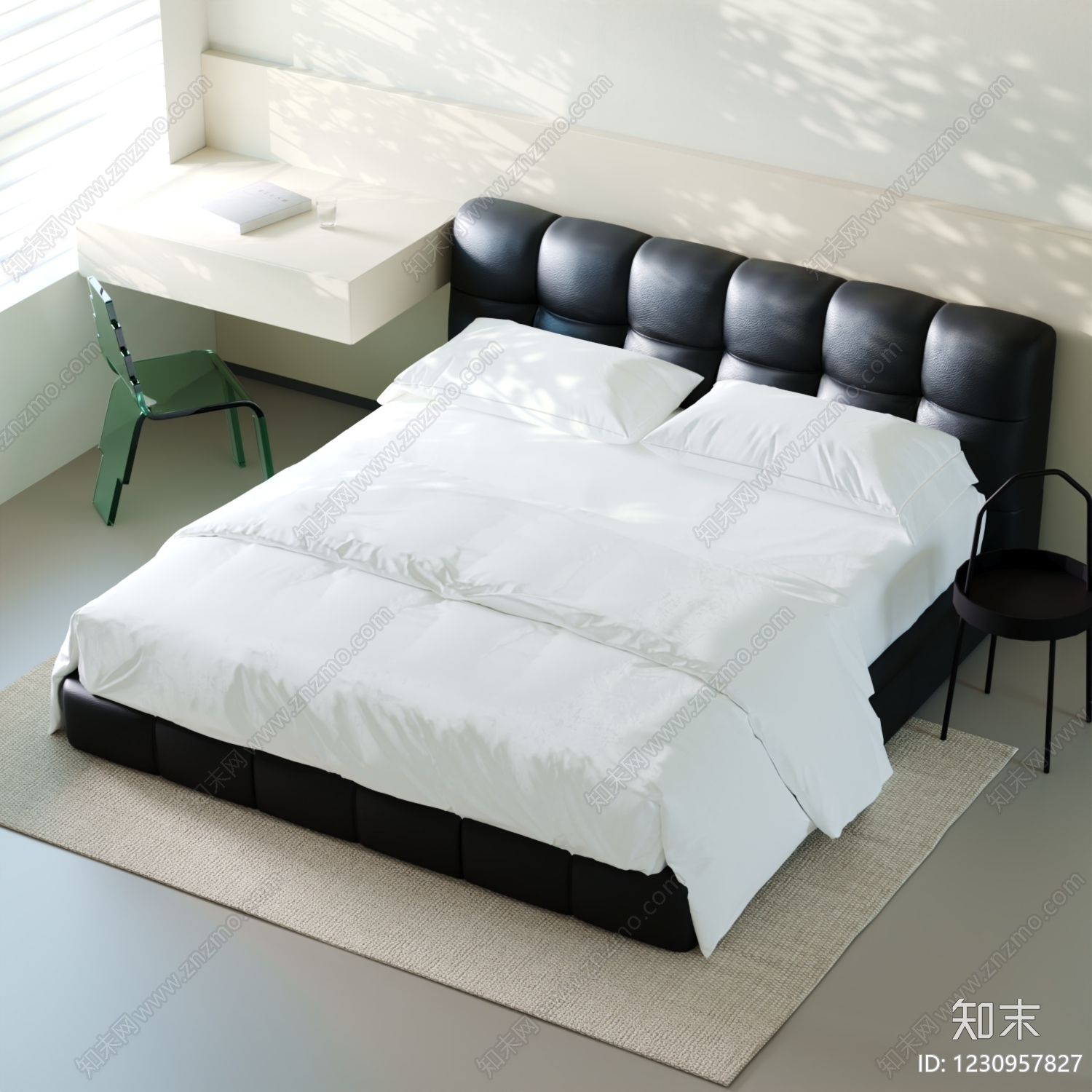 意式极简双人床3D模型下载【ID:1230957827】